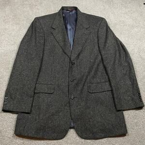 VTG Corbin Jacket Mens 46R Grey Flecked Herringbone Blazer Suit Wedding Ivy Prep
